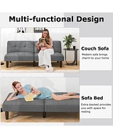 Sugift Convertible Folding Futon Sofa Bed with 6-Position Adjustable Backrest