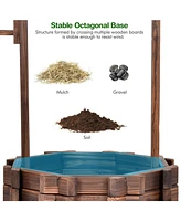 Sugift Outdoor Wooden Wishing Well Planter Bucket