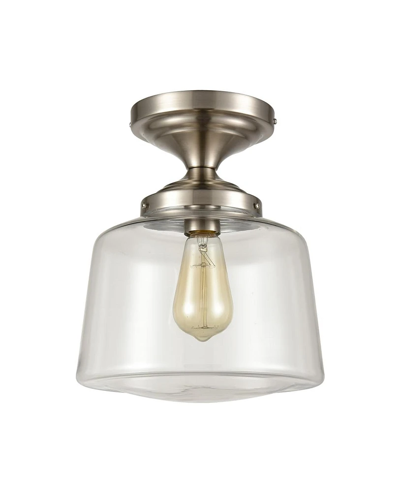 Moose Modern Semi Flush Ceiling Light, Schoolhouse Clear Glass