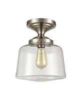 Moose Modern Semi Flush Ceiling Light, Schoolhouse Clear Glass