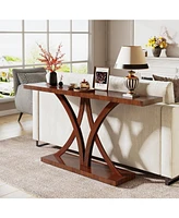 Tribesigns 63" Console Table, Farmhouse Sofa Table Wood Entryway Table with Geometric Metal Frame, Industrial Foyer Table Accent Table for Hallway, Li