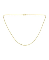 Bling Jewelry Thin Lightweight 1.2MM Strong Solid Gold Plated Sterling Silver Figaro Link Chain Necklace