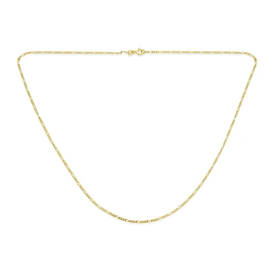 Bling Jewelry Thin Lightweight 1.2MM Strong Solid Gold Plated Sterling Silver Figaro Link Chain Necklace