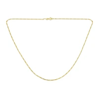 Bling Jewelry Thin Lightweight 1.2MM Strong Solid Gold Plated Sterling Silver Figaro Link Chain Necklace