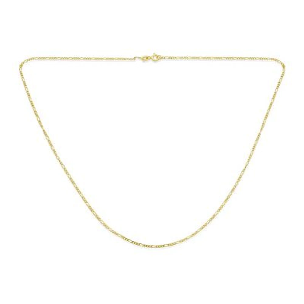 Bling Jewelry Unisex Thin Lightweight 1.2mm Strong Solid 14k Yellow Gold Overlay.925 Sterling Silver Figaro Link Chain Necklace For Men Women 14 Inch