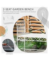 Outdoor Patio Bench with Armrests for Backyard