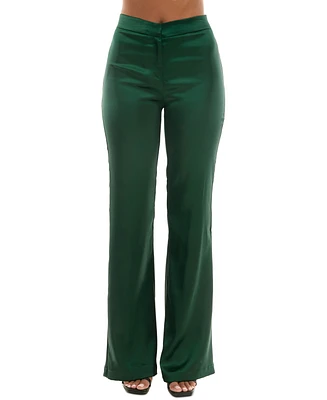 Juniors' Wide-Leg Satin Pants