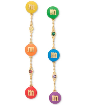 M&M X Kate Spade New York Gold-Tone Multicolor M&M Linear Drop Earrings