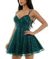 B Darlin Juniors' Lace Sweetheart Double-Strap Dress