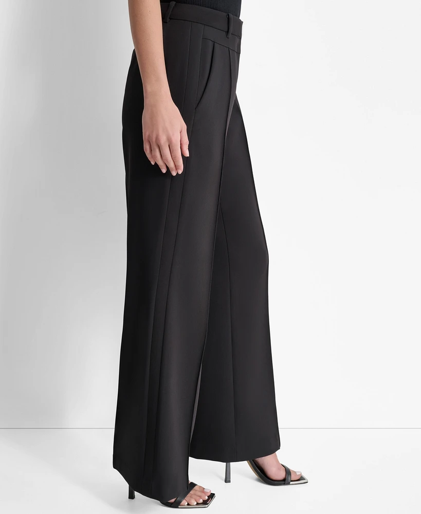 Dkny Women's High-Rise Piped-Front Wide-Leg Pants