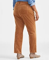 Style & Co Plus High-Rise Straight-Leg Corduroy Pants, Created for Macy's