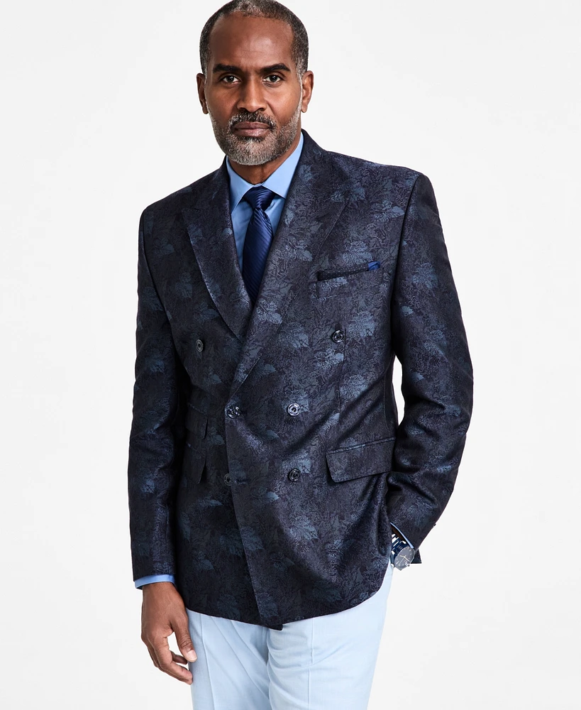 Tayion Collection Men's Classic-Fit Jacquard Double-Breasted Dinner Jacket