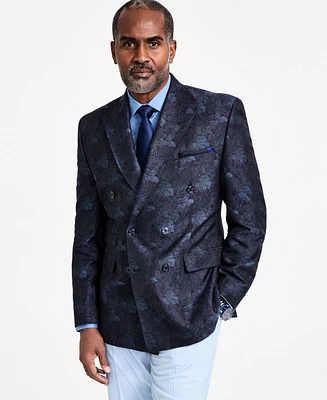 Tayion Collection Men's Classic-Fit Jacquard Double-Breasted Dinner Jacket