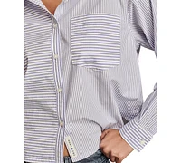 Lucky Brand Women's Striped Cropped Shirt