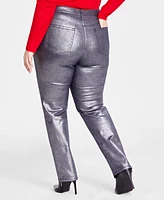 I.n.c. International Concepts Plus Metallic Straight-Leg Jeans, Created for Macy's