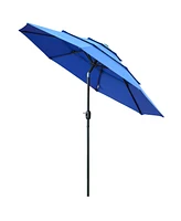 Streamdale Furniture Patio Umbrella with Crank and Tilt, 9FT, 3 Tiers, Dark Blue