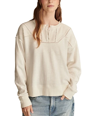 Lucky Brand Women's Pintucked-Yoke Henley Sweatshirt