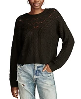 Lucky Brand Women's Open-Knit-Yoke Crewneck Sweater