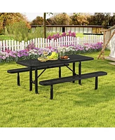 Sugift Outdoor Picnic Table and Bench Set for 8 Person with Seats and Mesh Grid