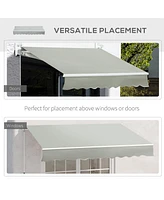 7' x 8' Manual Retractable Patio Awning in Gray