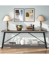 Tribesigns 70.86 Inches Extra Long Sofa Table Behind Couch, Industrial Entry Console Table for Hallway, Entryway & Living Room, Light Grey Brown