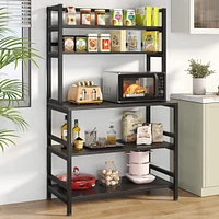 Tribesigns 5-Tier Kitchen Bakers Rack with Hutch, Industrial Microwave Oven Stand, Free Standing Kitchen Utility Cart Storage Shelf Organizer(Black)