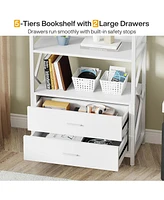 Tribesigns Bookshelf with Drawers, 70.8" Industrial Bookcase 2 5 Shelf Open for Storage, Wood Book Living Room, Bedroom,