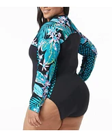 Beach House Sport Plus Sculpt Long Sleeve Zip Front One Piece Swimsuit