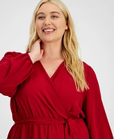 Connected Plus Tie-Front Wrap Maxi Dress