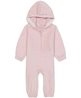 Calvin Klein Baby Girl Sherpa Logo-Trim Hooded Coverall