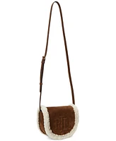 Lauren Ralph Lauren Suede Small Witley Crossbody with Sherpa Trim