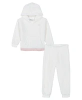 Calvin Klein Baby Girl Sherpa Logo-Trim Sweatsuit