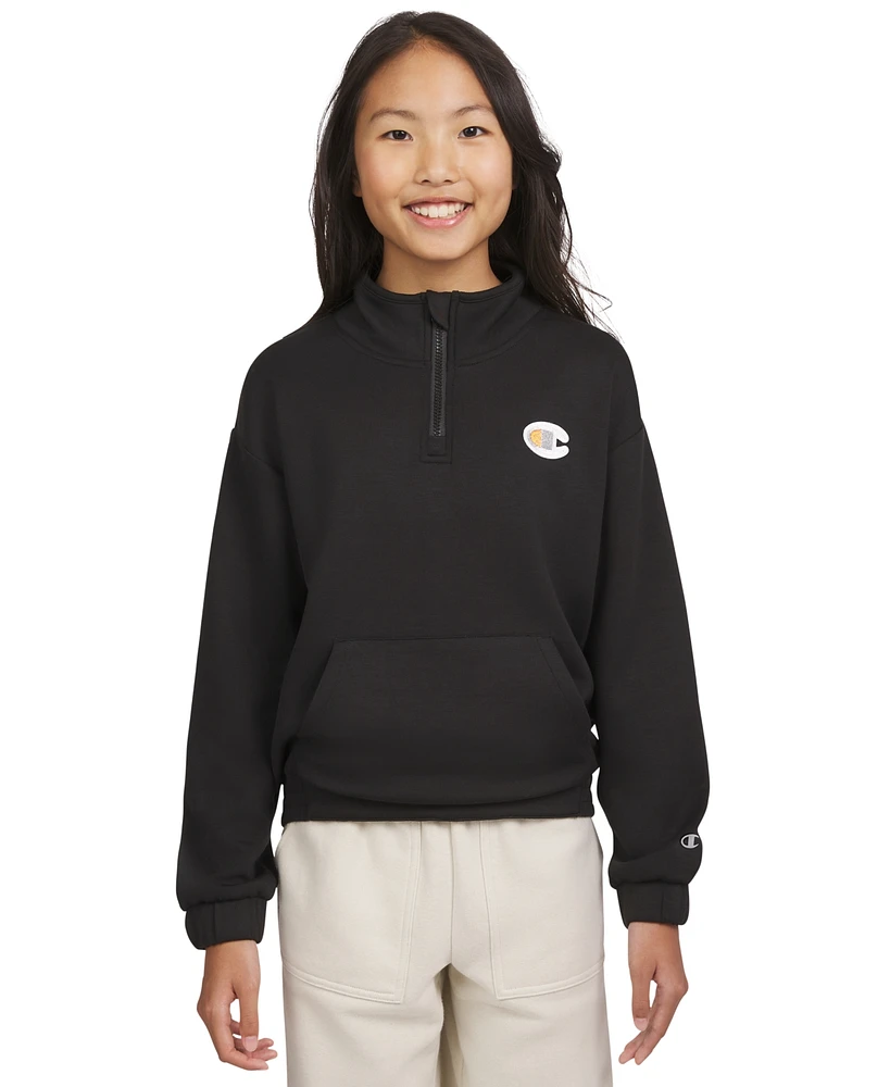 Champion Big Girls Quarter-Zip Logo Sweatshirt