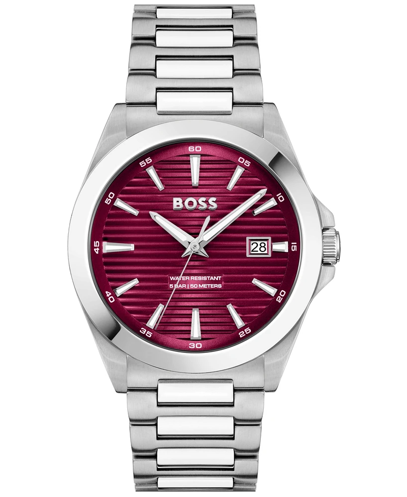 Hugo Boss Men's Strike Quartz Basic Calendar Stainless Steel Watch 41mm