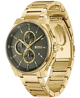 Hugo Boss Men's Peak 2.0 Quartz Chrono Ionic Plated Thin Gold Steel Watch 45mm - Gold