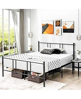 Gymax Queen Size Steel Platform Bed Frame Headboard Heavy-Duty Mattress Foundation
