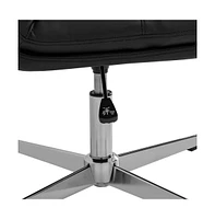 Merrick Lane Biel Mid-Back Height-Adjustable Stationary Armless Swivel Office Chair - Padded Upholstered Back And Seat, Strong Frame