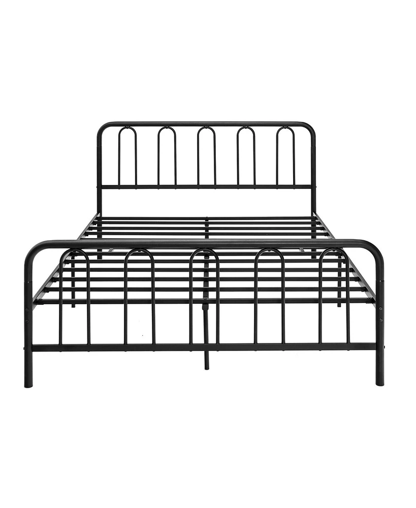 Gymax Stylish Queen Size Metal Bed Frame Platform Bed Base w/ Headboard & Footboard