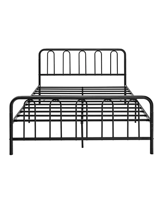 Gymax Stylish Queen Size Metal Bed Frame Platform Bed Base w/ Headboard & Footboard