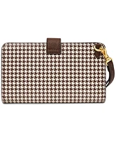 Lauren Ralph Lauren Print Crosshatch Leather Tech Wristlet