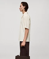 Mango Men's Textured Seersucker Cotton Shirt