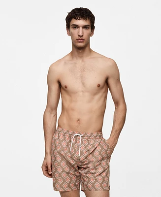 Mango Men's Geometric-Print Swimsuit