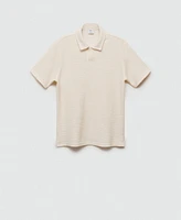 Mango Men's Textured Knit Polo Shirt