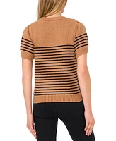 CeCe Women's Striped Short-Sleeve Sweater