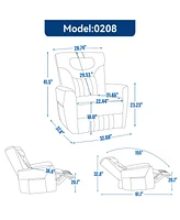 Mondawe Blue Swivel and Rocker Power Recliner Chair with Lumbar Neck Support Pillow