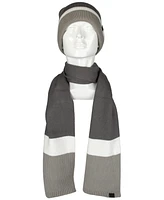 Kenneth Cole Reaction Men's Brushed Stripe Beanie & Scarf Set