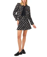 CeCe Women's Tweed Fringe-Trim Open-Front Jacket