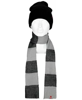 Levi's Men's Waffle Beanie & Buffalo Plaid Scarf Set