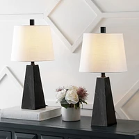 Jonathan Y Owen 20.5" Contemporary Resin Led Table Lamp, White Marble Finish (Set of 2)