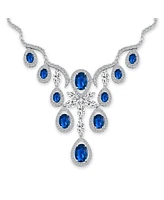 Bling Jewelry Art Deco Collar Necklace Set with Teardrop Cz Earrings Silver Plated